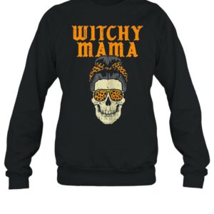 Witchy Mama Hair Bun Skeleton Mom Halloween shirt
