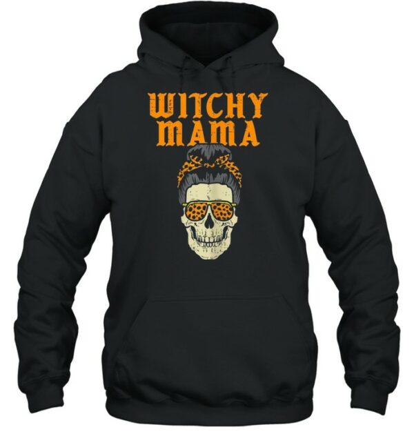 Witchy Mama Hair Bun Skeleton Mom Halloween shirt