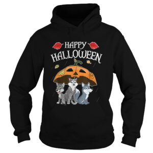 Wolfs In Scary Umbrella Rain Night Happy Halloween Day shirt