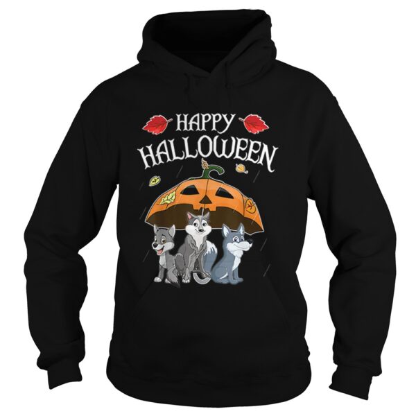Wolfs In Scary Umbrella Rain Night Happy Halloween Day shirt