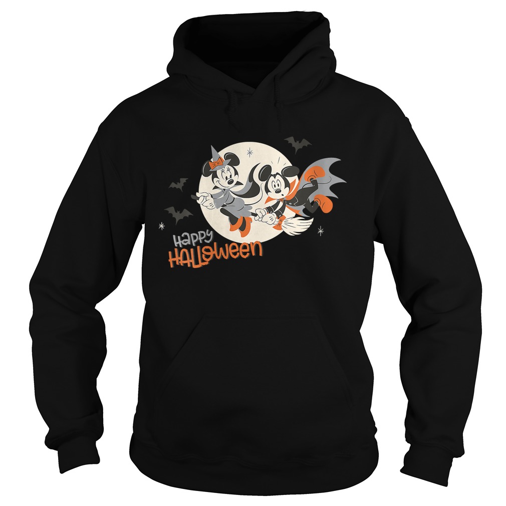 Womens Disney Halloween Minnie and Minnie Flying VNeck TShirt Womens Disney Halloween Minnie and Minnie Flying VNeck TShirt