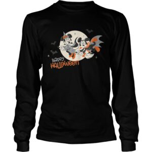 Womens Disney Halloween Minnie and Minnie Flying VNeck TShirt