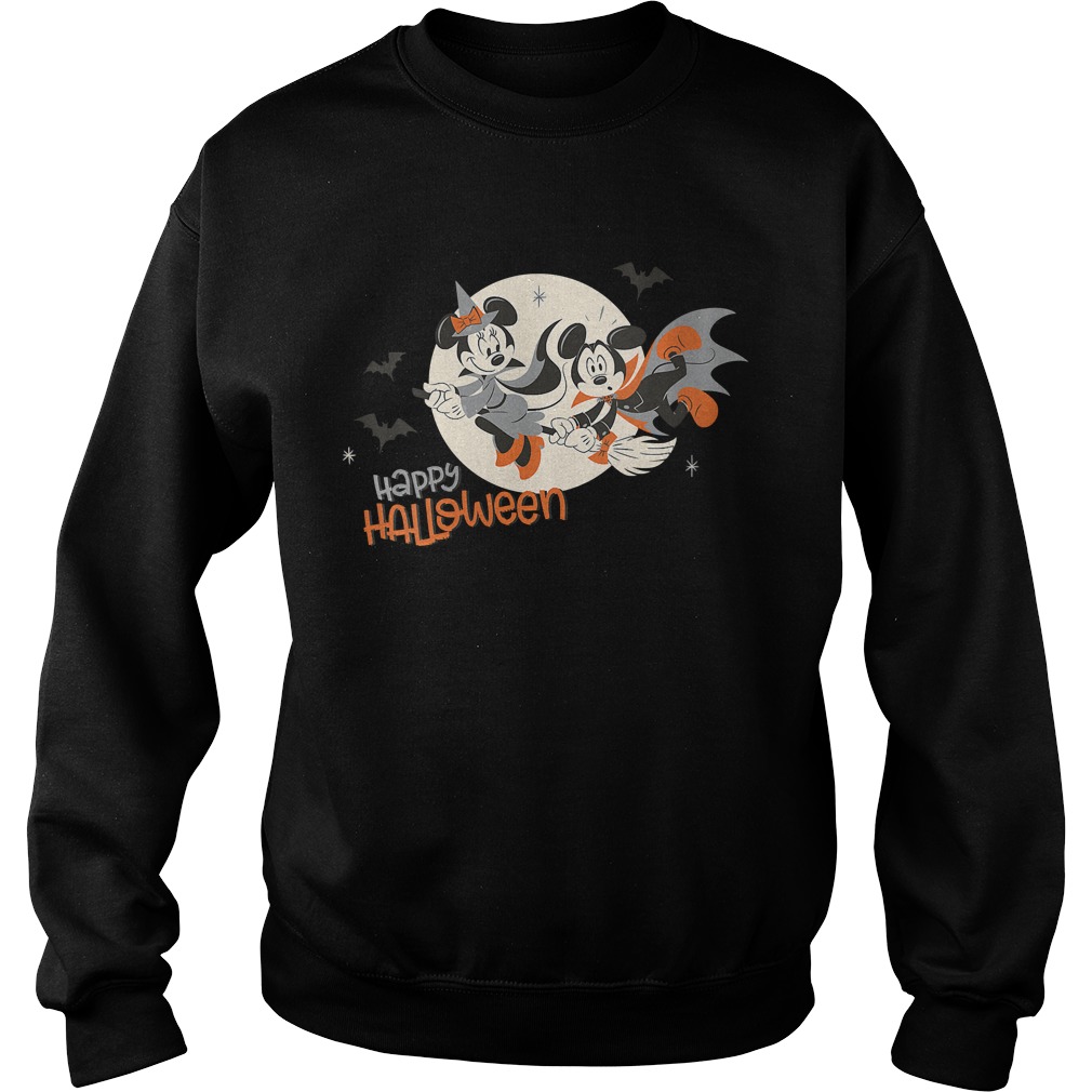 Womens Disney Halloween Minnie and Minnie Flying VNeck TShirt Womens Disney Halloween Minnie and Minnie Flying VNeck TShirt