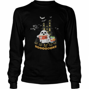 Womens Funny Halloween Ghost Reads Booooooks boo read books shirt