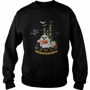 Womens Funny Halloween Ghost Reads Booooooks boo read books shirt