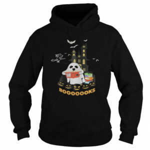 Womens Funny Halloween Ghost Reads Booooooks boo read books shirt 3