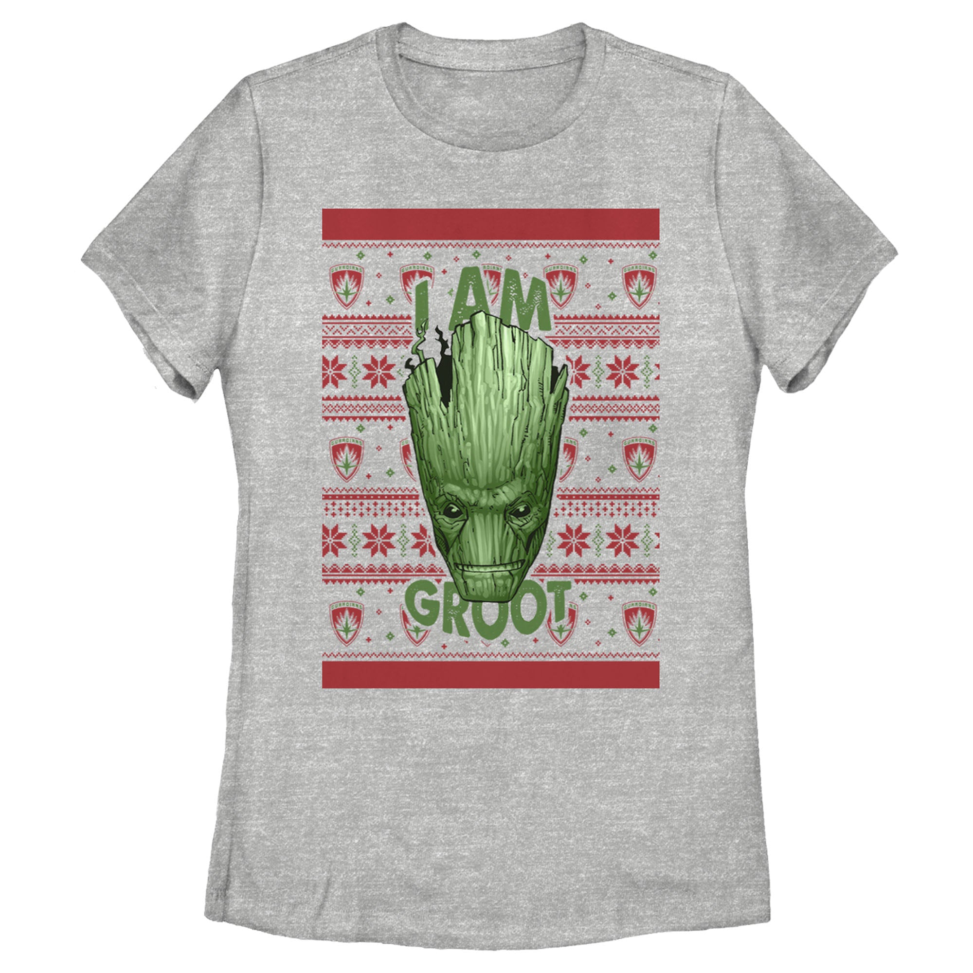 Women's Marvel Ugly Christmas Guardians of the Galaxy Groot Portrait T-Shirt Women's Marvel Ugly Christmas Guardians of the Galaxy Groot Portrait T-Shirt