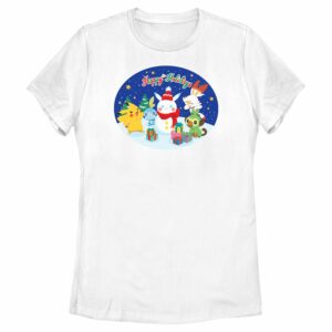 Women’s Pokemon Happy Holidays Snowman Pikachu T-Shirt