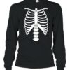 skeleton halloween skeleton rib cage xray front and back print easy costume black shirt