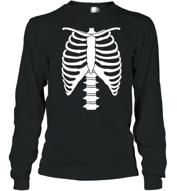 skeleton halloween skeleton rib cage xray front and back print easy costume black shirt