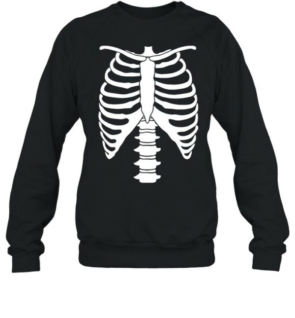skeleton halloween skeleton rib cage xray front and back print easy costume black shirt