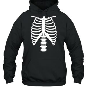skeleton halloween skeleton rib cage xray front and back print easy costume black shirt 3