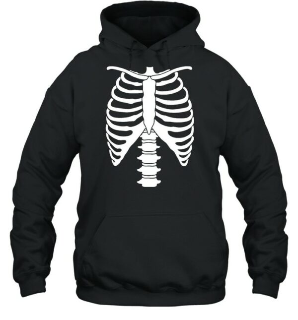 skeleton halloween skeleton rib cage xray front and back print easy costume black shirt