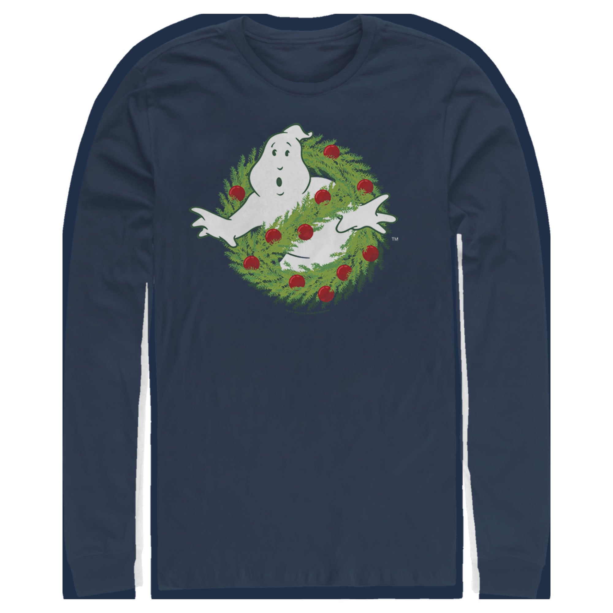Men's Ghostbusters Christmas Wreath Logo Long Sleeve Shirt Men's Ghostbusters Christmas Wreath Logo Long Sleeve Shirt