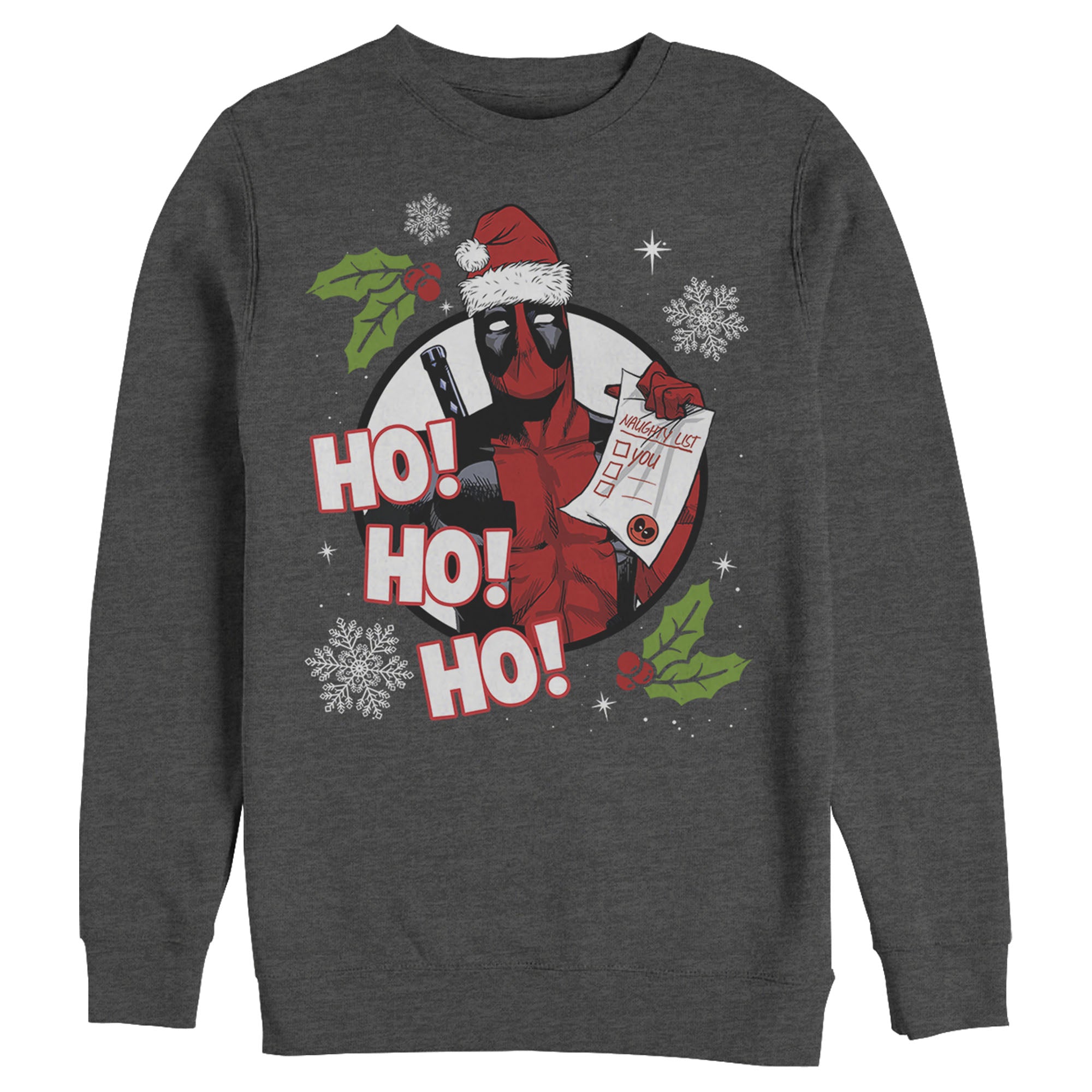 Men's Marvel Deadpool Santa Naughty List Holiday Sweatshirt Men's Marvel Deadpool Santa Naughty List Holiday Sweatshirt