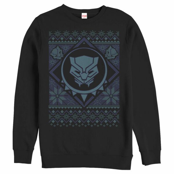 Men’s Marvel Ugly Christmas Black Panther Mask Sweatshirt
