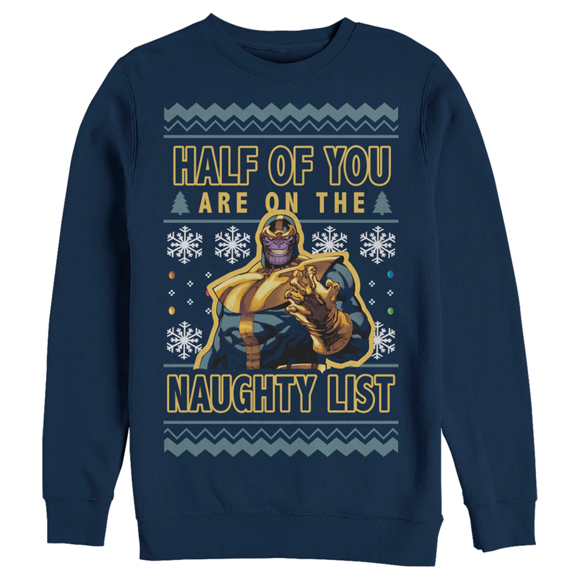 Men's Marvel Ugly Christmas Thanos Naughty List Sweatshirt Men's Marvel Ugly Christmas Thanos Naughty List Sweatshirt