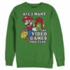 Men’s Nintendo Christmas Mario All I Want Are Video Games Sweatshirt