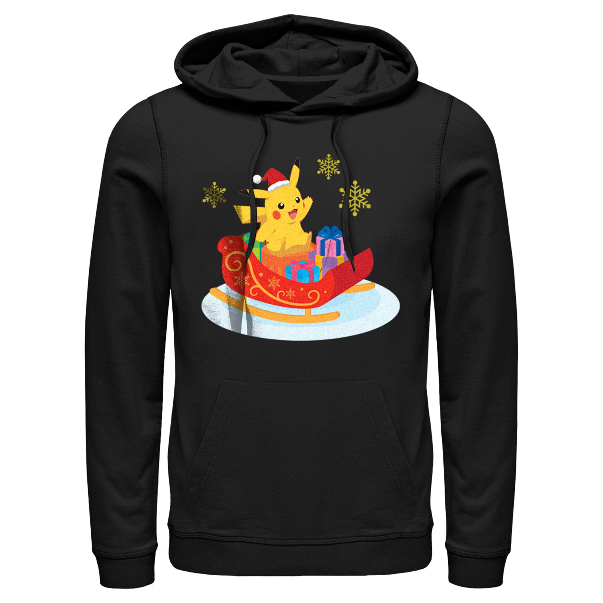 Men's Pokemon Christmas Pikachu Sleigh Pull Over Hoodie Men's Pokemon Christmas Pikachu Sleigh Pull Over Hoodie