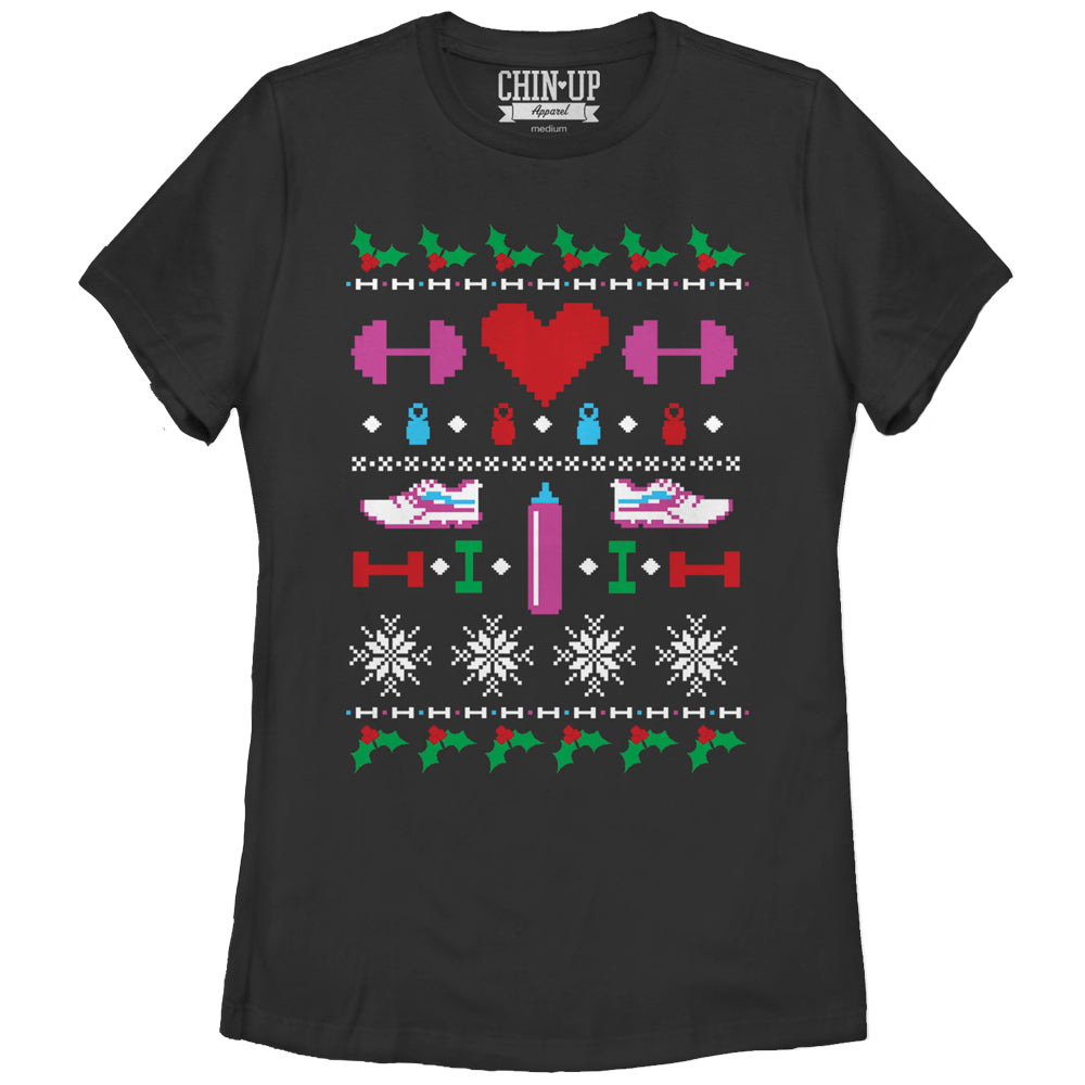 Women's CHIN UP Ugly Christmas Workout T-Shirt Women's CHIN UP Ugly Christmas Workout T-Shirt