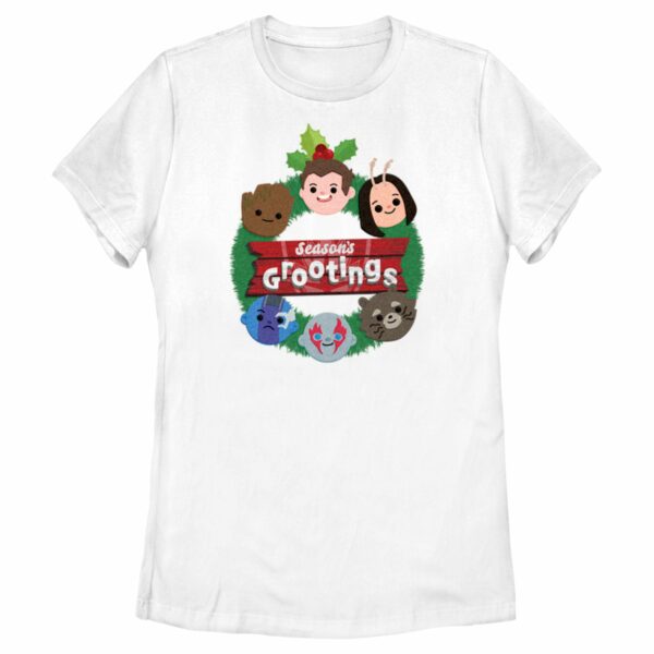 Women’s Guardians of the Galaxy Holiday Special Season’s Grootings Cute Characters T-Shirt