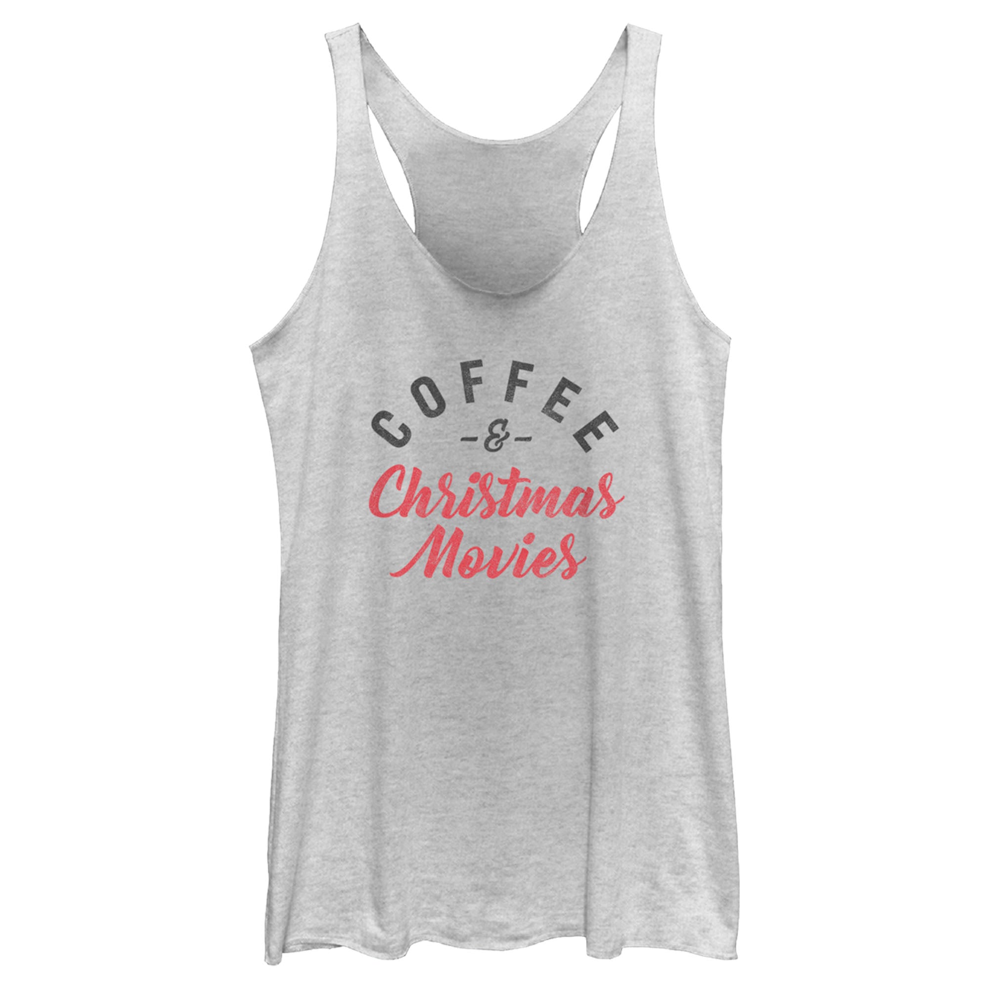Women's Lost Gods Distressed Coffee and Christmas Movies Racerback Tank Top Women's Lost Gods Distressed Coffee and Christmas Movies Racerback Tank Top