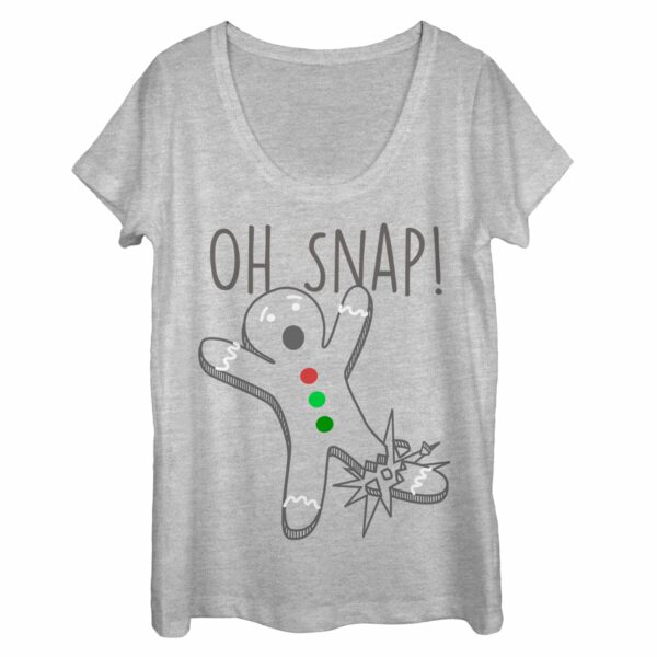 Women’s Lost Gods Oh Snap Gingerbread Man Outline Scoop Neck