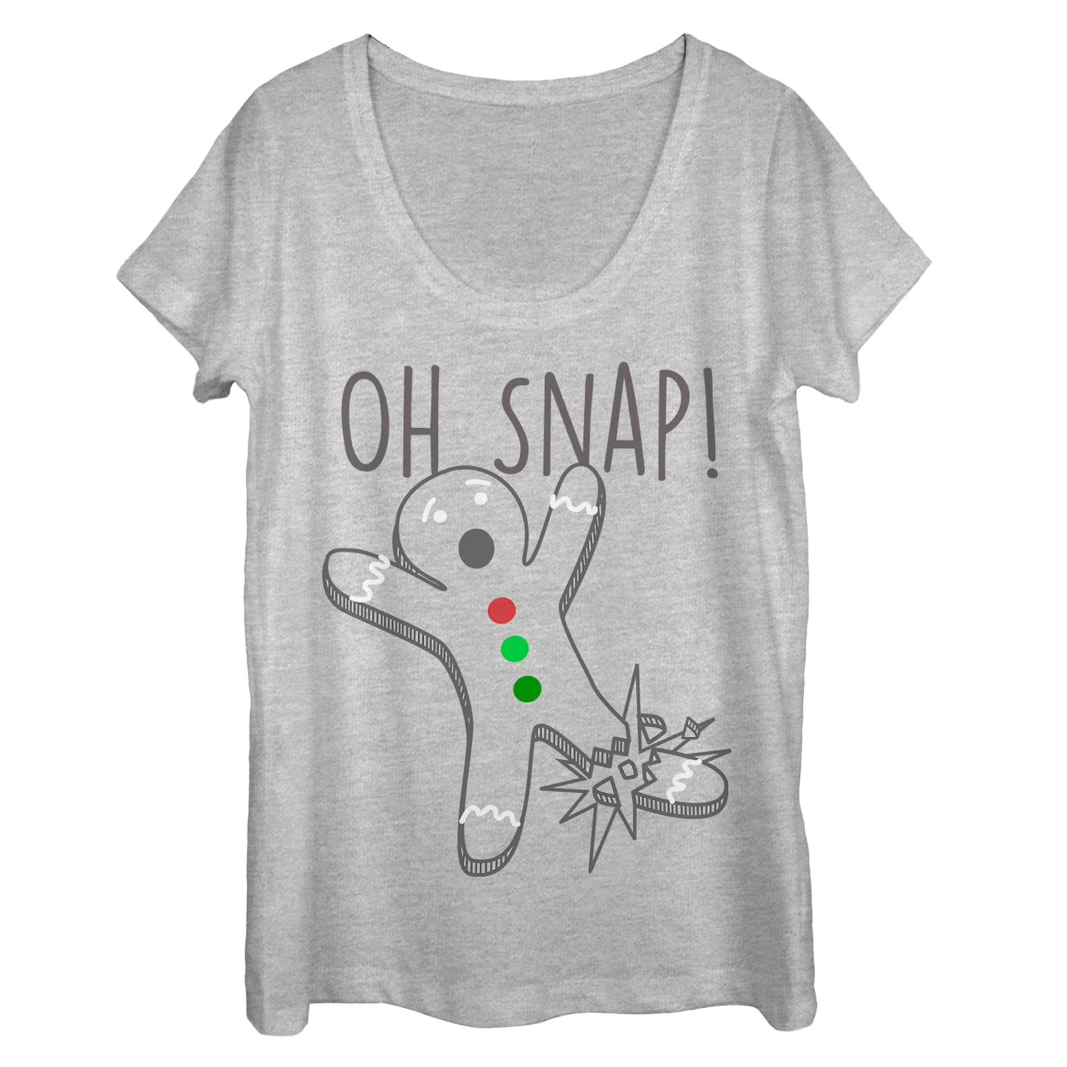 Women's Lost Gods Oh Snap Gingerbread Man Outline Scoop Neck Women's Lost Gods Oh Snap Gingerbread Man Outline Scoop Neck