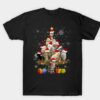 Cat wearing Santa hat Christmas tree t-shirt