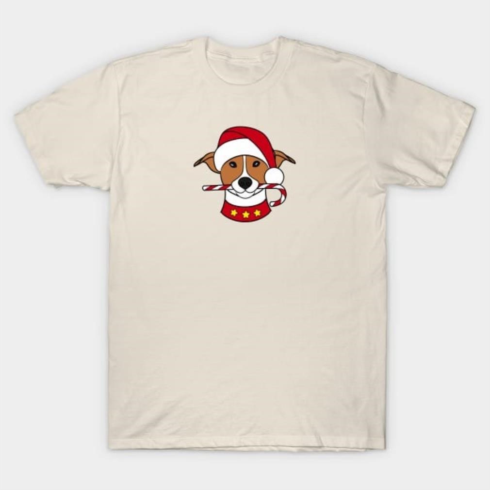 Cute dog with Christmas hat and candy cane shirt Cute dog with Christmas hat and candy cane shirt