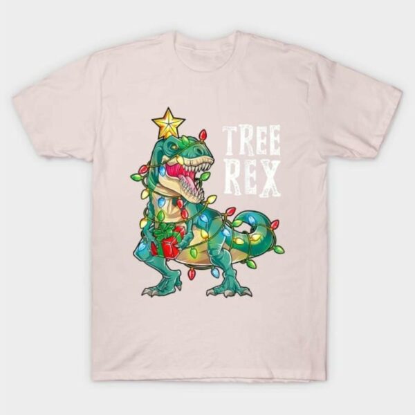 Dinosaur Christmas tree rex pajamas lights shirt
