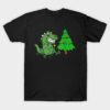 Dinosaur decorating Christmas tree shirt