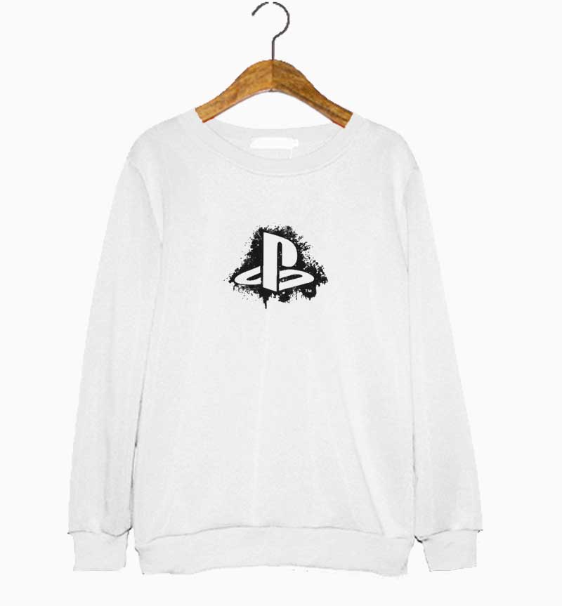 Logo Playstation Sweatshirt White Logo Playstation Sweatshirt White