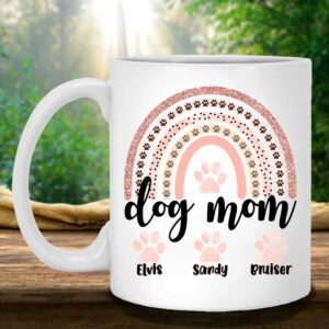 Dog Mom Rose Blush Rainbow Custom Personalized Coffee Mug 3