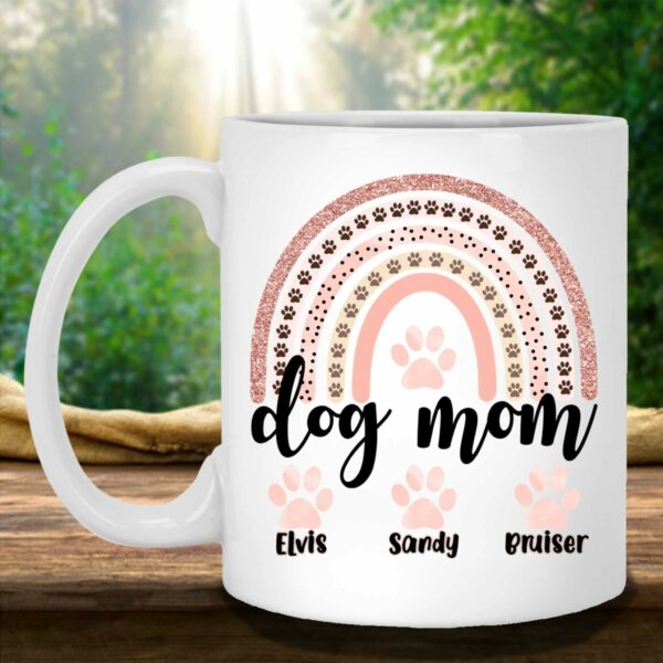 Dog Mom Rose Blush Rainbow Custom Personalized Coffee Mug