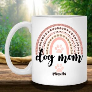Dog Mom Rose Blush Rainbow Custom Personalized Coffee Mug 5