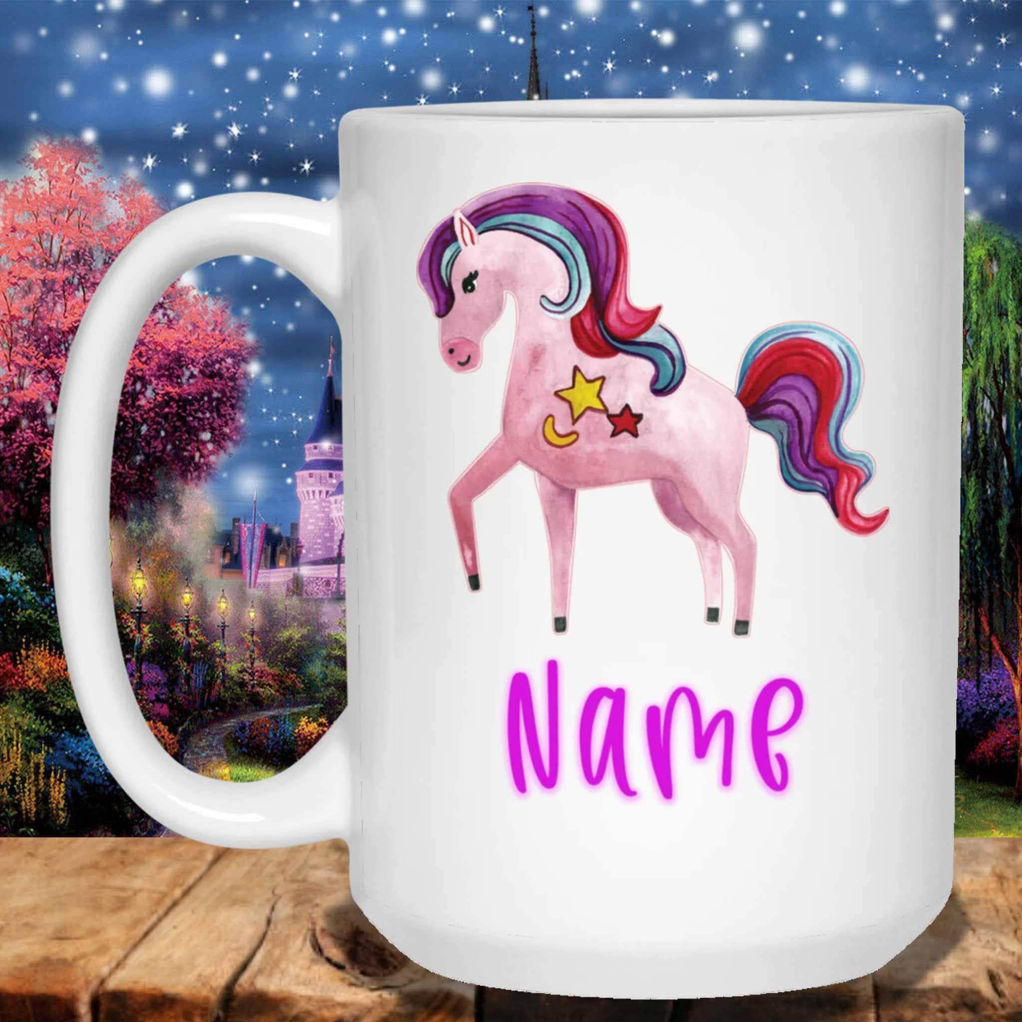 Unicorn Moon and Stars Custom Personalized Mugs Unicorn Moon and Stars Custom Personalized Mugs