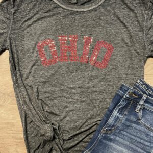 Rhinestone effect OHIO bling short sleeve tee