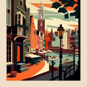 Amsterdam 6 Vintage Travel Poster