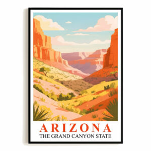 Arizona Print Travel Poster Colorful Desert Grand Canyon State National Park Souvenir Wall Art Landscape Painting For Home Living Room Office Bedroom Decor Unframed