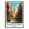 Barcelona Cityscape Spain Poster Street Art And Architecture Vintage Travel Enthusiasts Wall Art Landscape Painting Print Ideal For Home Decor Office Decor Unframed