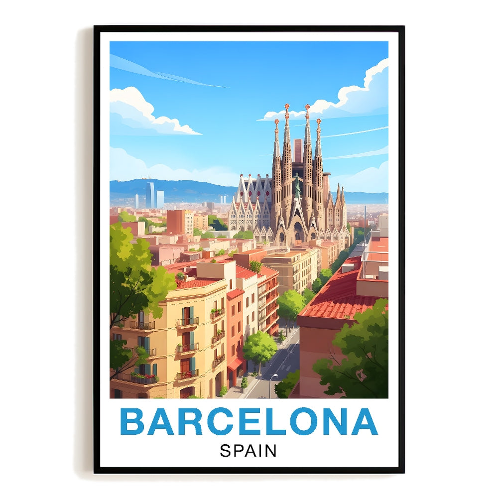 Barcelona Spain Vintage Travel Poster Nature City Wall Art Landscape Prints Paintings Picture For Home Room Living Room Office Bedroom Aesthetic Decor Unframed