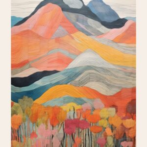 Beinn Mhanach Scotland Colourful Mountain Illustration Poster