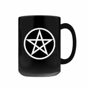 Black Coffee Mug with White Pentacle