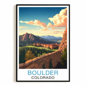 Boulder Colorado Vintage Travel Poster Nature City Wall Art Landscape Picture Prints Suitable For Home Room Living Room Office Bedroom Aesthetic Decor Unframed
