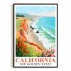 California Travel Print Poster Golden State Pacific Coast Souvenir Wall Art Landscape Painting Picture For Home Room Living Room Office Bedroom Decor Unframed