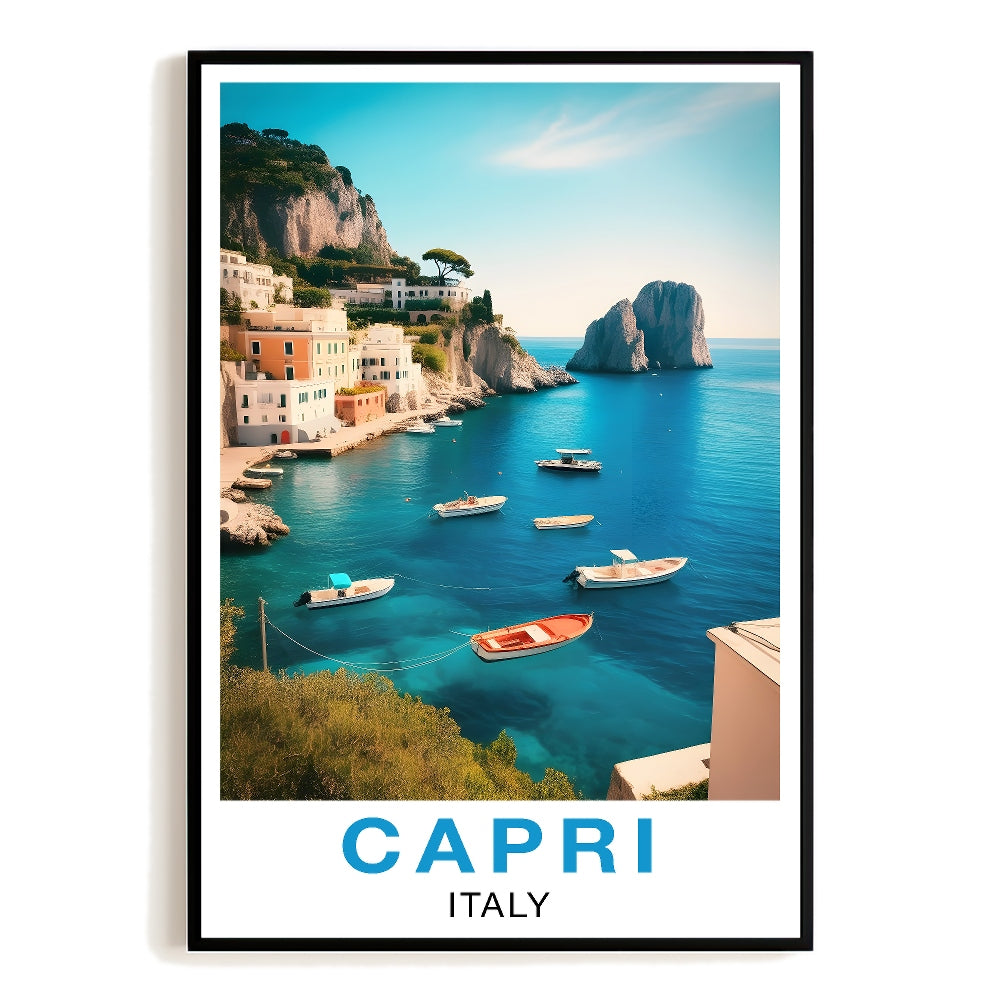 Capri Italy Vintage Travel Poster Dreamy Coastline Souvenir Wall Art Landscape Prints Paintings Picture For Home Room Living Room Office Bedroom Decor Unframed