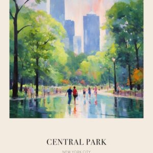 Central Park New York City  3 Vintage Cezanne Inspired Poster