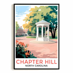 Chapel Hill Travel Print Poster North Carolina Dorm Student Souvenir Wall Art Landscape Picture Suitable For Home Room Living Room Office Bedroom Decor Unframed