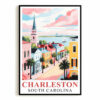 Charleston Travel Print Poster City South Carolina Southern Souvenir Wall Art Landscape Picture Suitable For Home Room Living Room Bedroom Aesthetic Decor Unframed